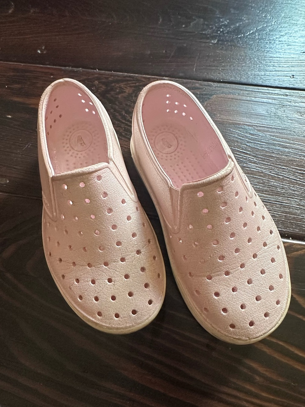 Native Shoes Kids Slip-On Perforated Mules in Light Pink